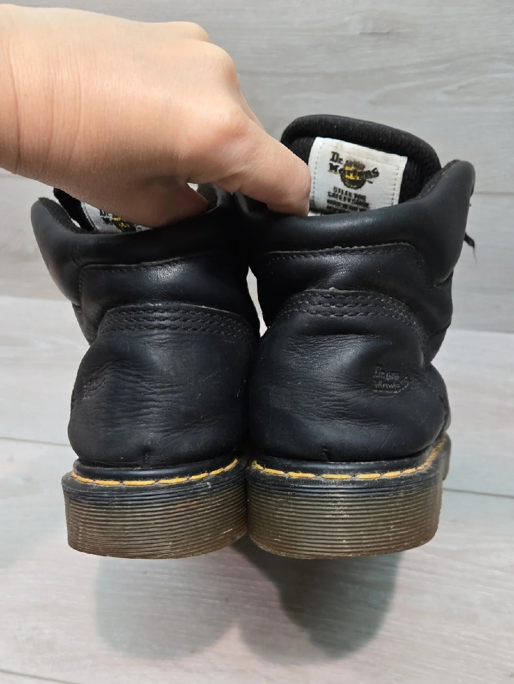 Vintage Dr.Doc.Martens Mens 7735 Black Lace-Up Steel Toe Work Boots Sz UK 7 US 8